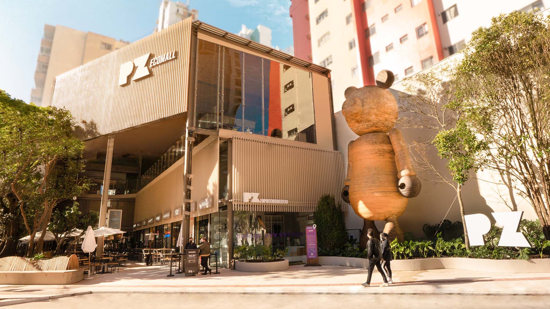 Sustentabilidade é uma necessidade para quem pensa no futuro Fachada PZ Ecomall - O primeiro shopping gastronômico sustentável do Brasil